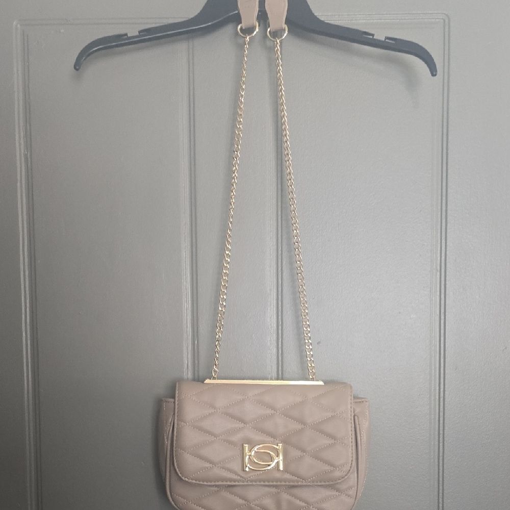 Bebe Quilted Beige Crossbody Bag